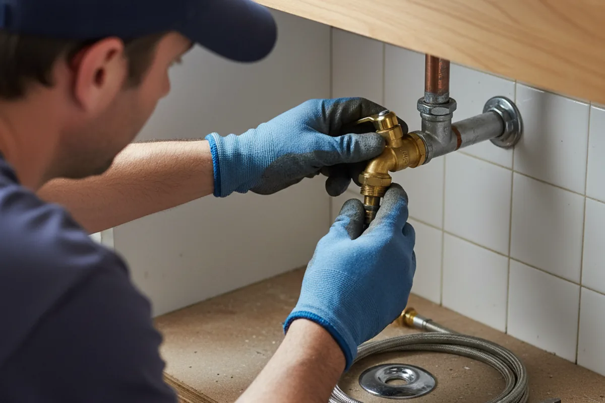 Shutoff valve and fitting work during Emergency Plumbing in Davidson